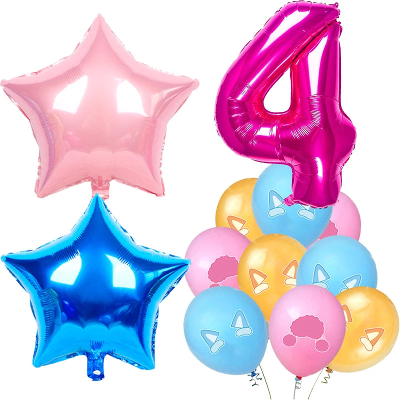 Cartoon Blue Dog Birthday Party Decoration Pink Dog Disposable Tablecloth Cup Bingo plate Baby Shower Kids Favors Party Supplies