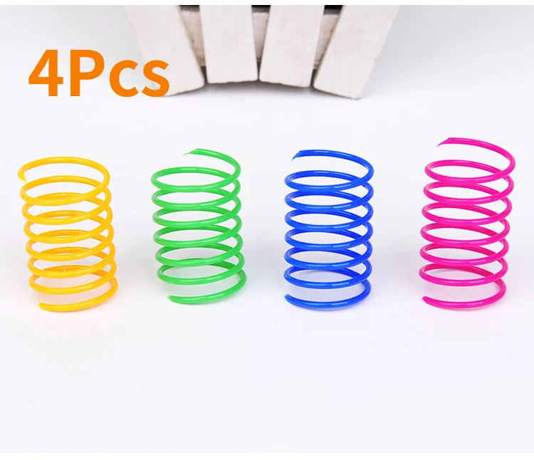 Plastic Colorful Spring Jumping Funny Cat Toys Cat Pet Supplies Kitten Coil Spiral Cat Toys Interactive Cat Pet Toy Pet Products