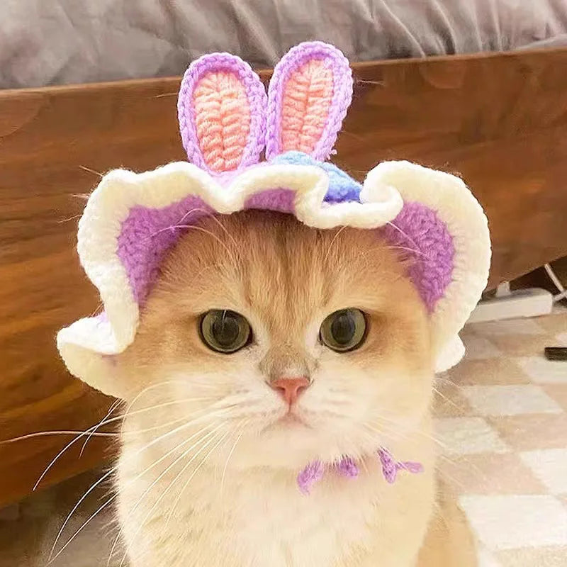 Cat Hat Elastic Cute Refined Pet Hat Puppy Kittens Knitted Hat Party Photo Shoot Props Decoration Cat Accessories