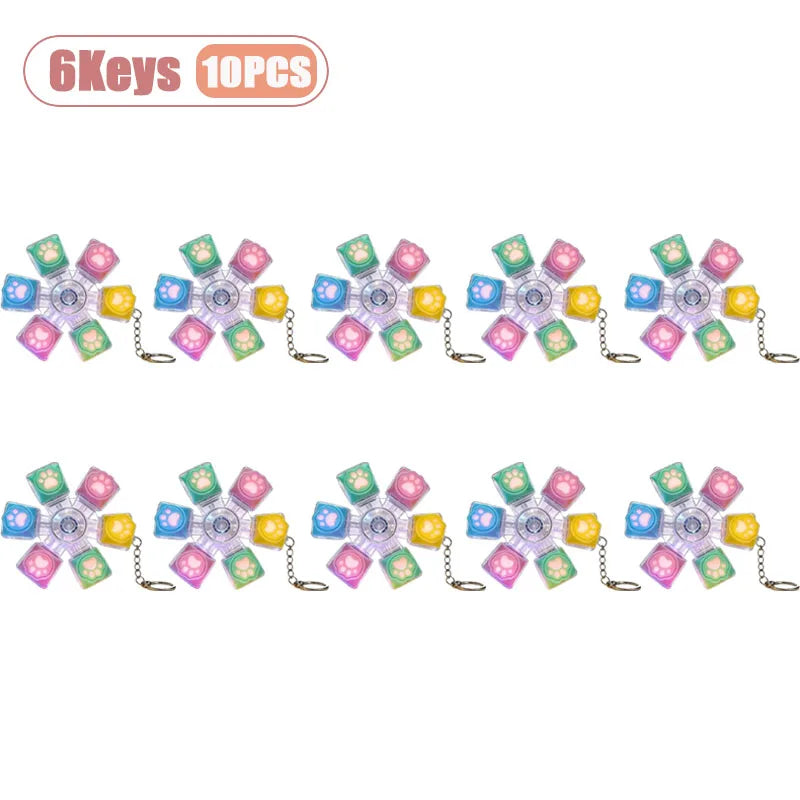 Cat Paw Keycap Keychain Mechanical Keyboard Fidget Spinner Stress Relief Toy Soft Cute Keyring for Office Desk Anxiety Gift