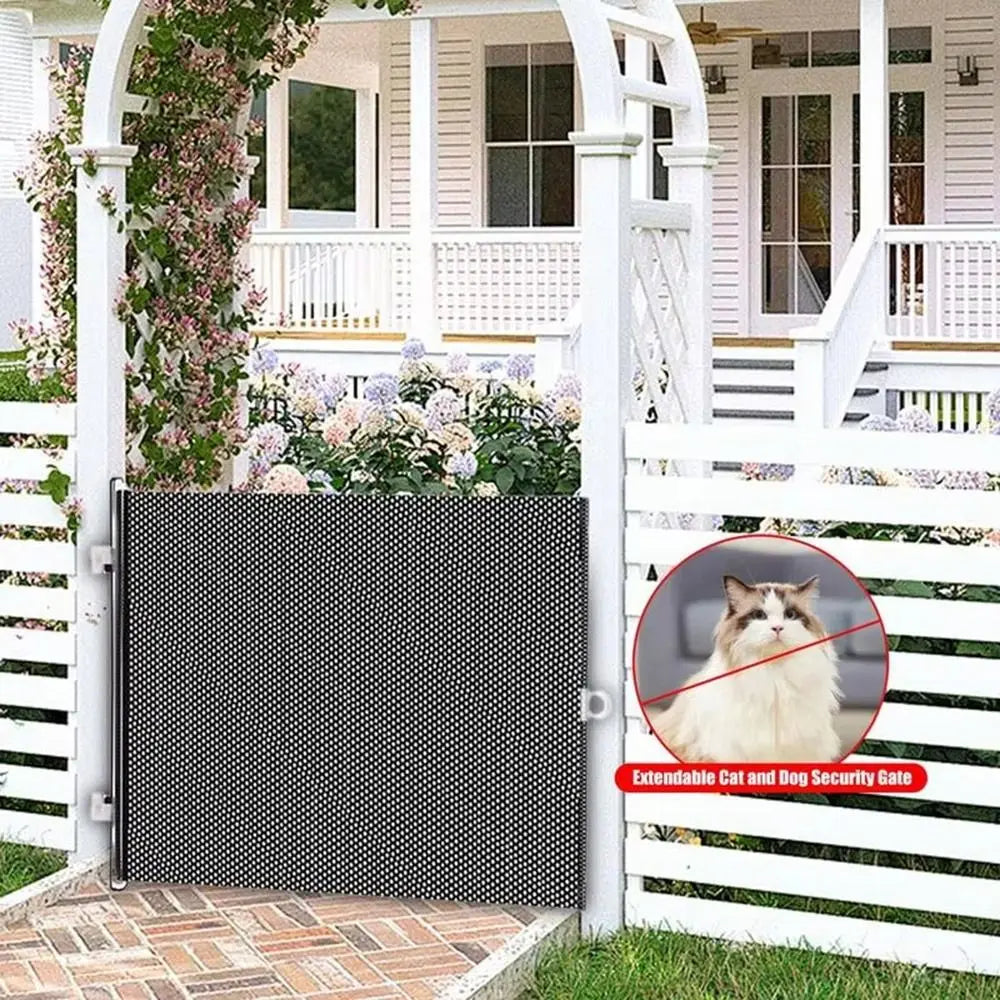 Retractable Folding Pet Fence Barrier with Universal Hooks Baby Safe Guard Door Easy Installation Pet Isolation Gate for Dogs