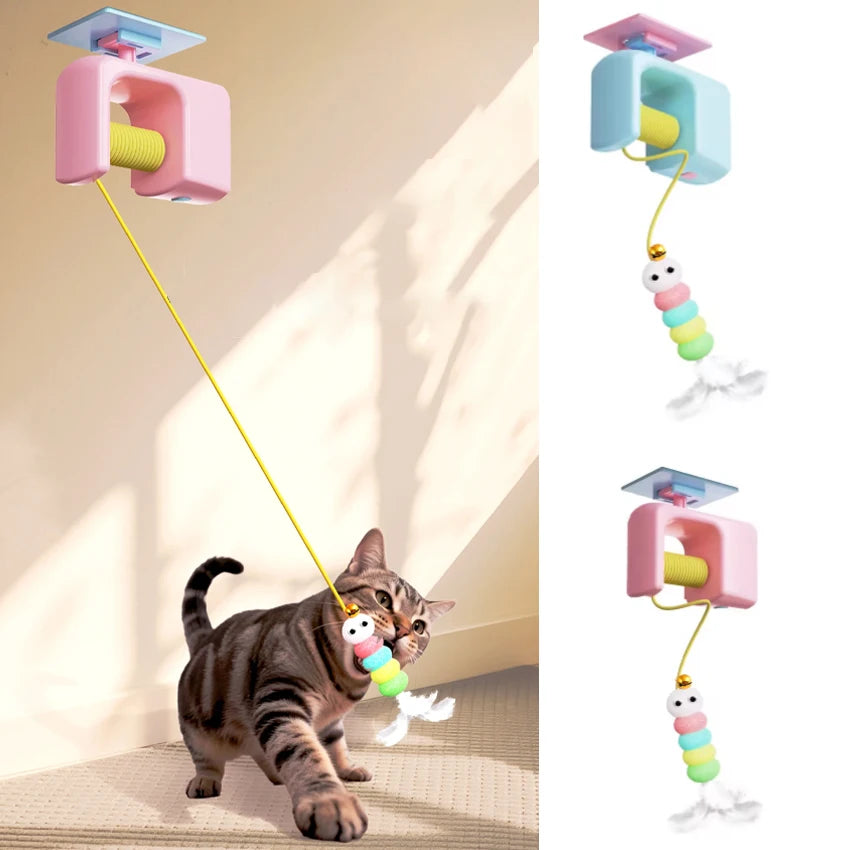 Cats Toys Pet Stress Relief Rechargeable Interactive Hanging Door Automatic Electric Flying Bird Cat Toy for Hunt Elastic Rope