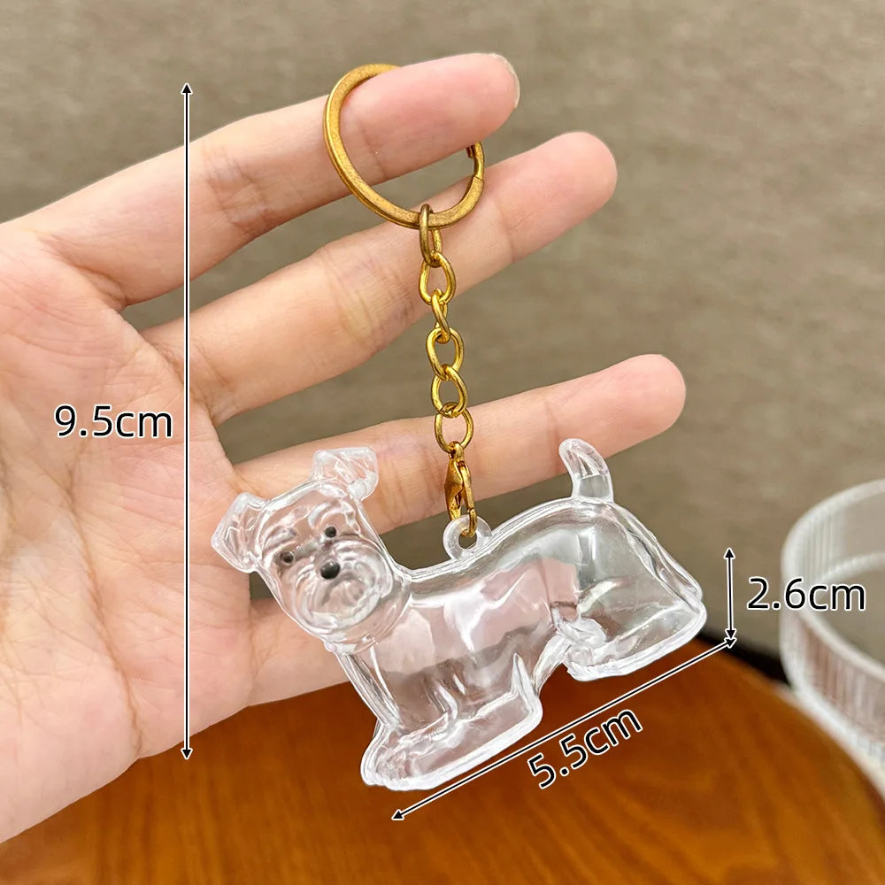 Memory Keychain Creative Cute Dog Keychain Transparent Capsule Pendant Playful Dog Hair Storage Box For Keychains Backpack