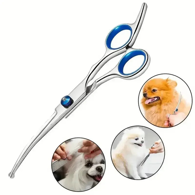 Stainless Steel Round Tip Pet Grooming Scissors, Safe Sharp Anti-Injury Hair Trimmer for Dogs Cats Precise Grooming Tool