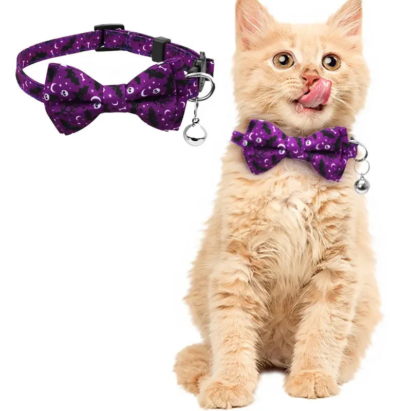 Pet Breakaway Cat Collar Halloween Adjustable Tie Bow Cute Puppy Kitten Collars Rabbit Accessories Products