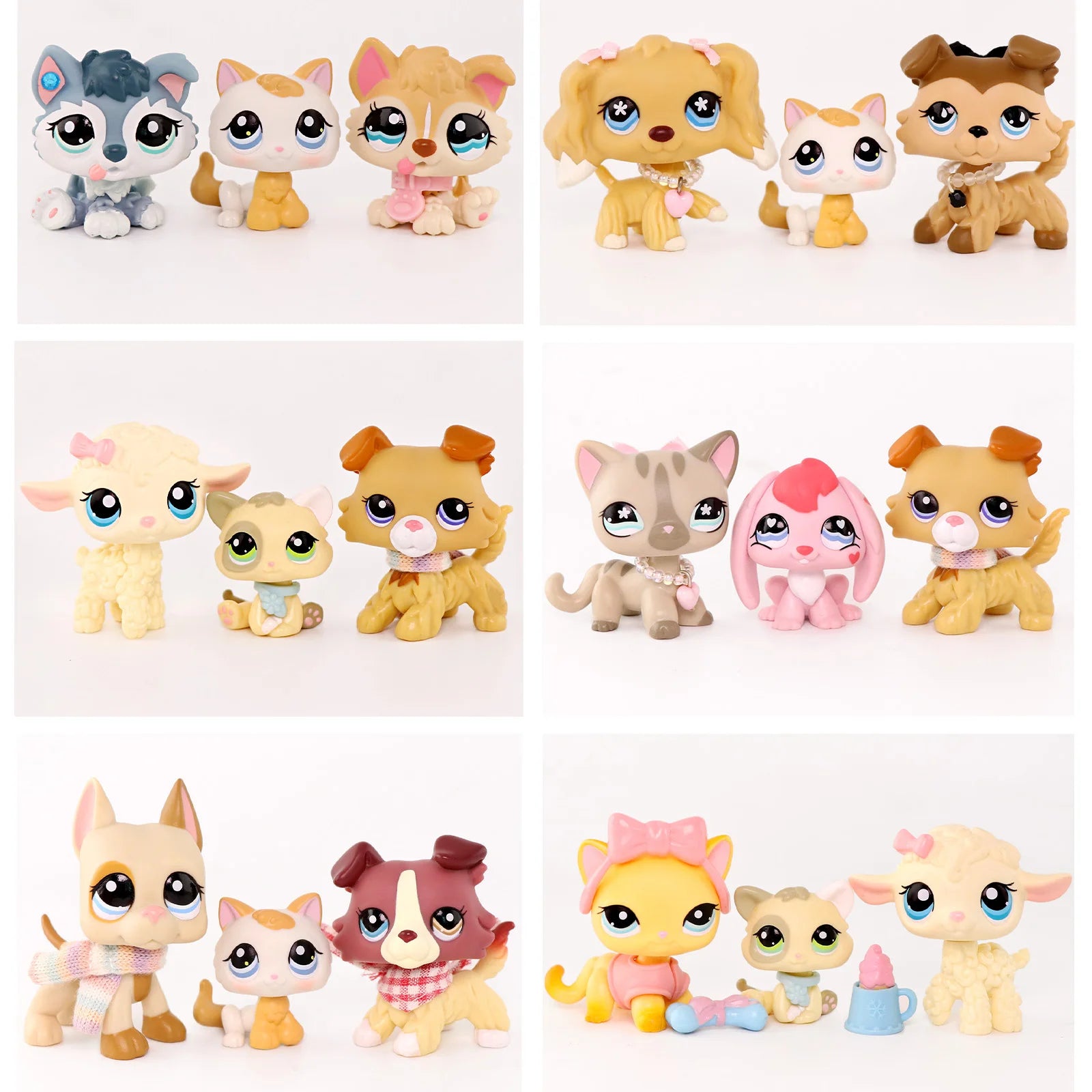 LPS Minilpsshop Rare Pet Shop Bobble Head Toy Cute Great Dane Collie Dachshund Dog Spaniel Puppy Pets for Kids