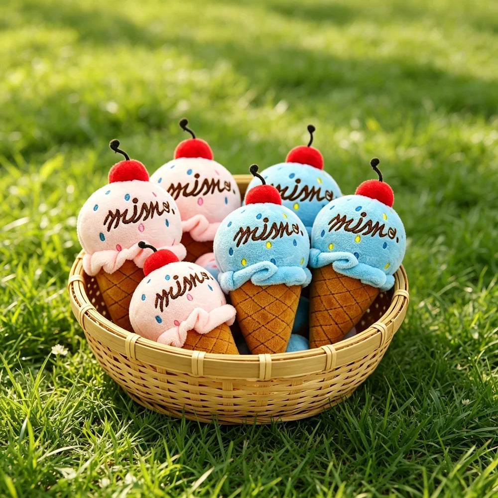 Two-Tone Ice Cream Squeaky Rope Toy: Chew-Friendly Plush with Knots for Independent Play and Teething Fun for Dogs