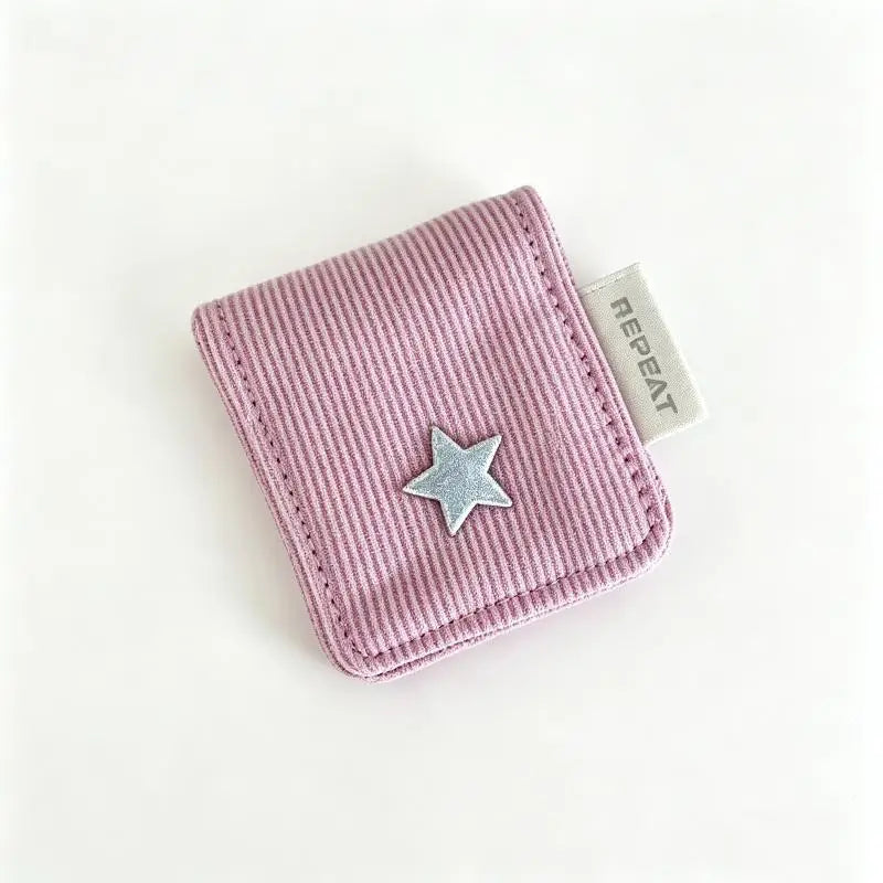 ^Earphone Decoration Accessories Handmade Fabric Cute Wave Dot Earphone Storage Bag Data Cable Organizer