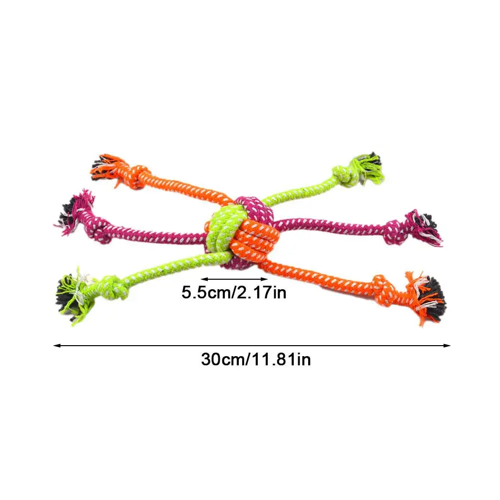 Durable Bite-Resistant Interactive Knot Toy for Dogs- Chewable Rope with Green&Orange Fringes,Playful Design, Dog Toys