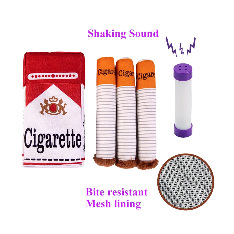 Cigarettes Dog Toy Imitation Cigar Chew Toy Interactive Plush Dog Chew Toy Funny Stuffed Dog Toys Novelty for Chewing Teething