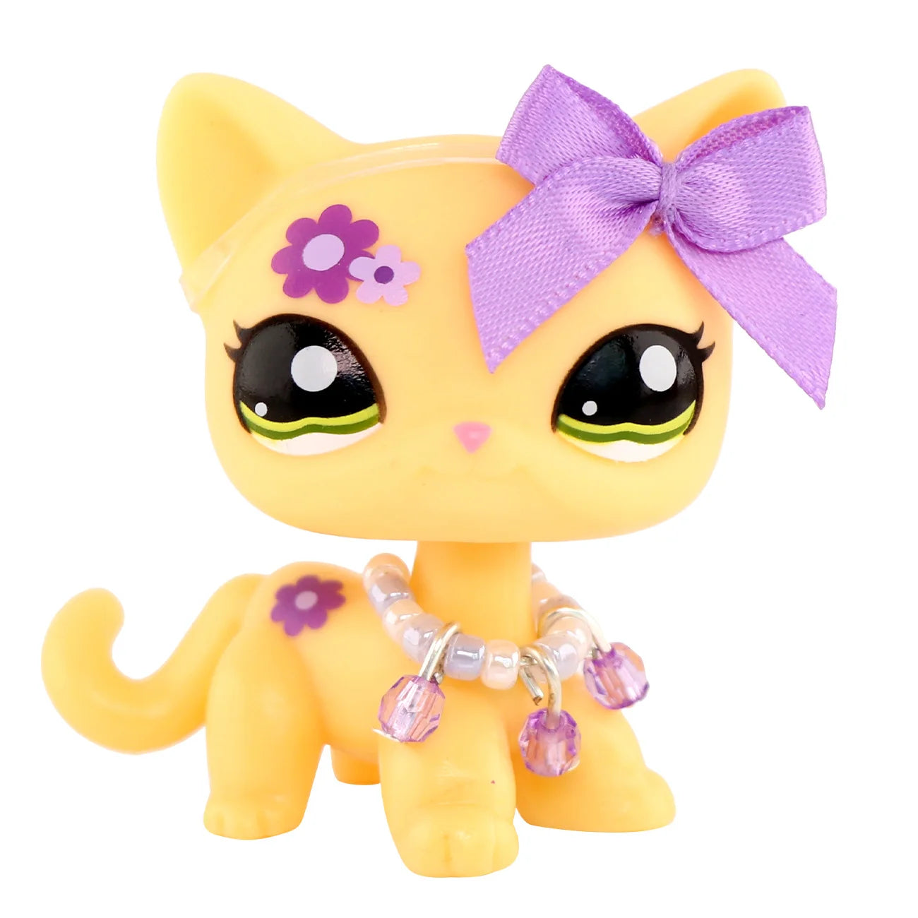 LPS Mini Pet Shop Pet Bobble Head Toy Rare Yellow Short Hair Cat Collectible Gift for Child Cute Animal Toys