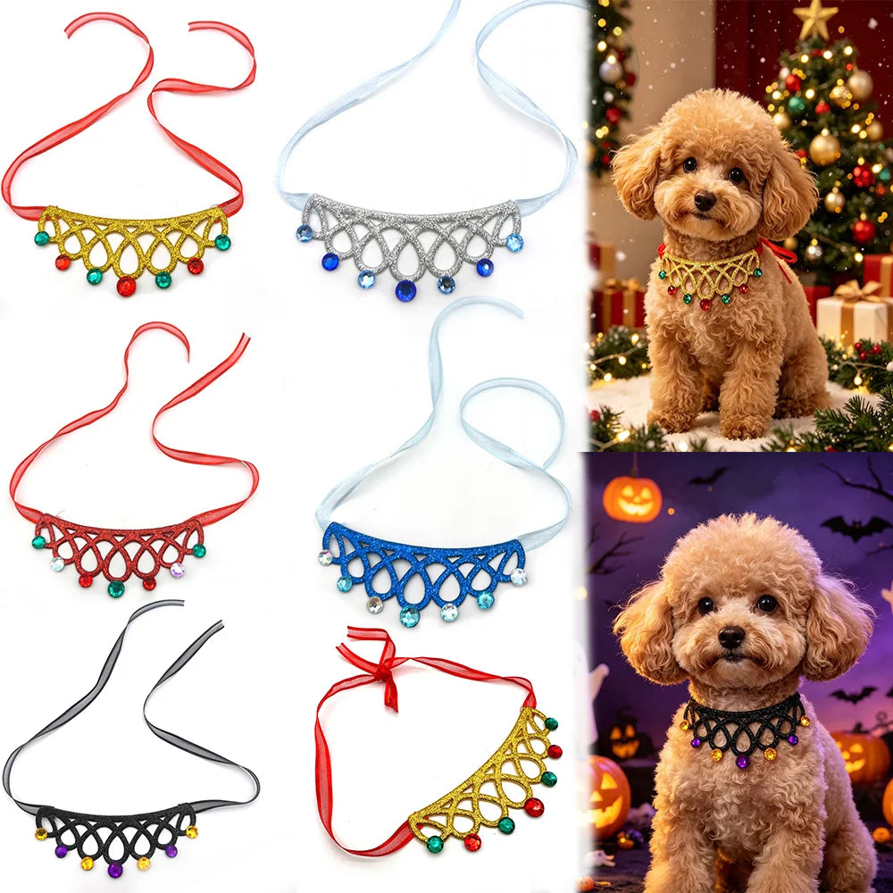 50pcs New Fashion Christmas Dog Accessories Small Dog Bowties Pet Supplies Pet Dog Necklace for Dogs Pets Grooming Products