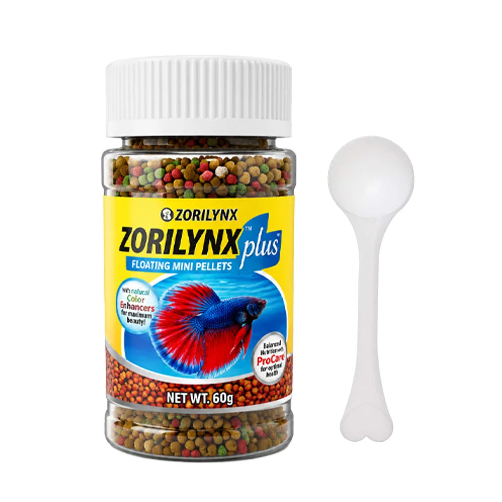 Betta Fish Food Floating Mini Pellets with Aquarium Feeding Ring Station Color Enhancer Tropical Fish Food Kit ZORILYNX