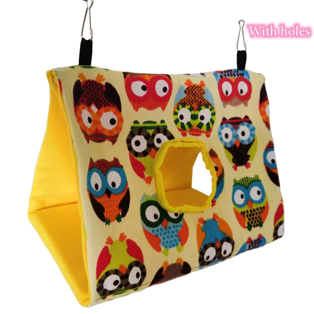 Triangle Bird Cage Parrot Plush Nest Pet Parrot Nest Budgie Warm Winter Hammock Cage House Hut Tent Bed Hanging Cave Pet Product