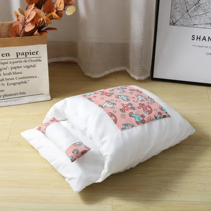 Kawaii Removable Cats Bed House Home Supplies Products for Adult Cats Large Pet Dog Bed Cat's House Cave Comfortable  Food Cute
