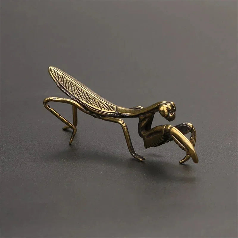 Copper Praying Mantis Miniature Ornaments Retro Flower Pot Decoration Decoration Craft Accessories Tea Pet Antique