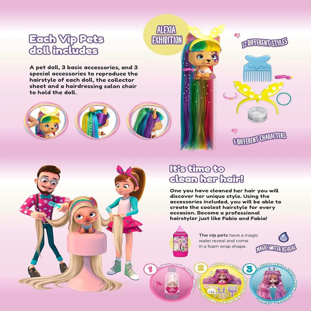 VIP Pets Long Hair Doll Surprise Toy for 9+ Surprises Inside DIY Hair Styling Fashion Pet with  Collectible Toy