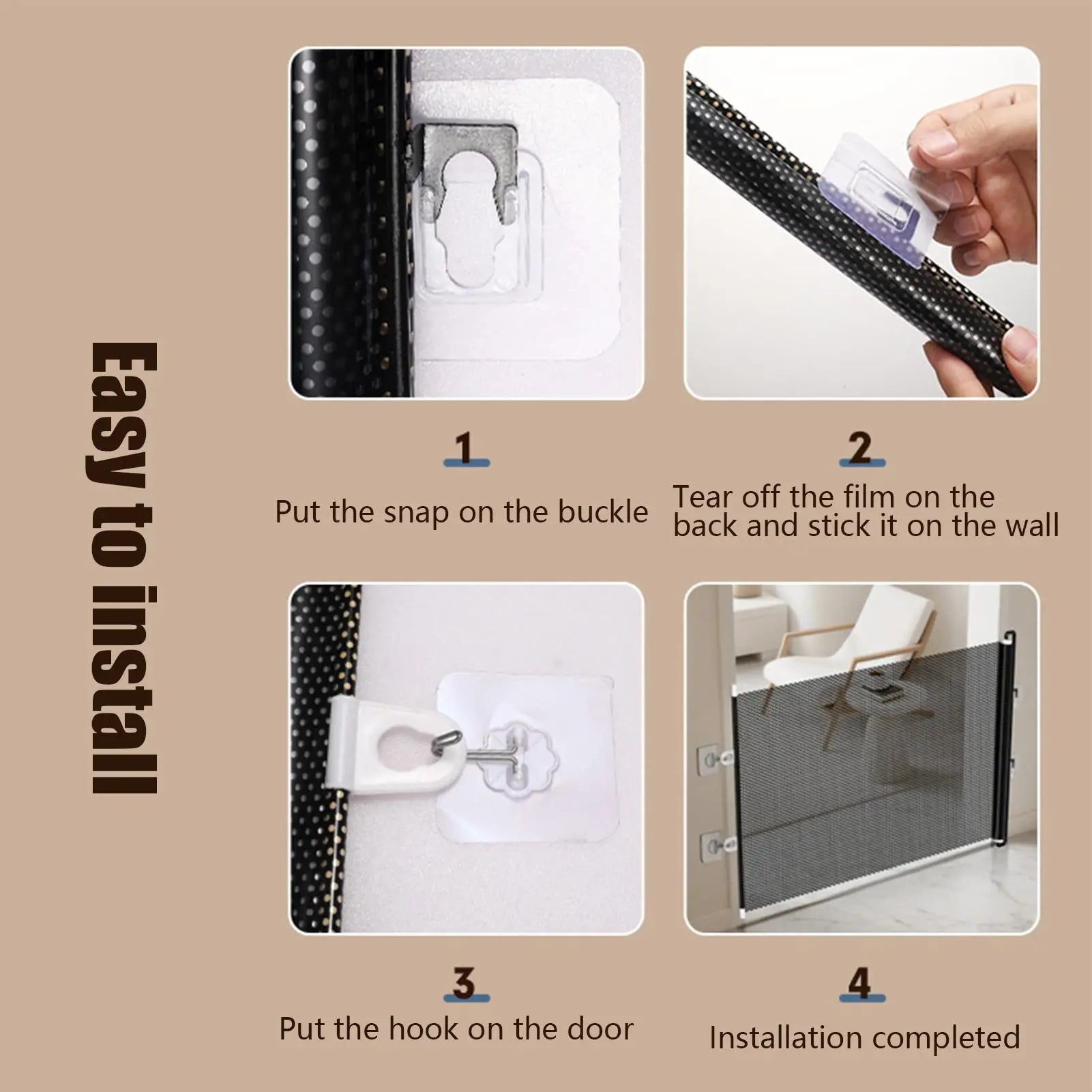 Indoor Retractable Pet Safety Gate Baby Barrier Plastic Mesh Fence Stair Barrier for puppy Kitten Prevent Crawl