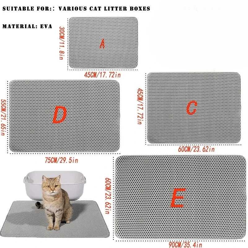 Cat Litter Mat Heavy Duty Waterproof 2 Layer Non Slip Washable Pet Floor Protector Litter Box Sand Stopper Pet Product
