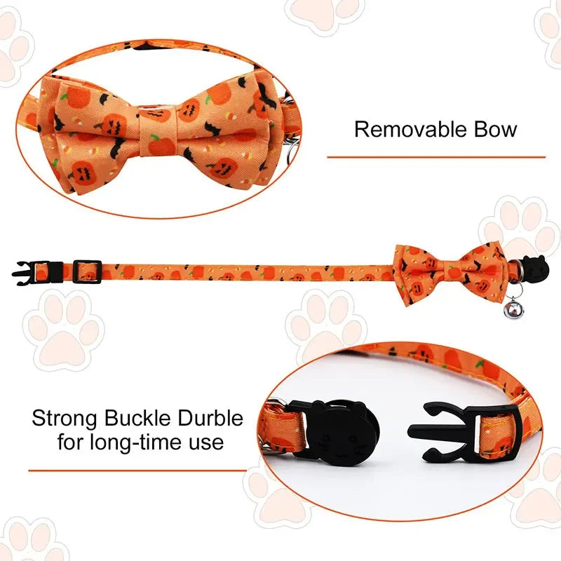 Pet Breakaway Cat Collar Halloween Adjustable Tie Bow Cute Puppy Kitten Collars Rabbit Accessories Products