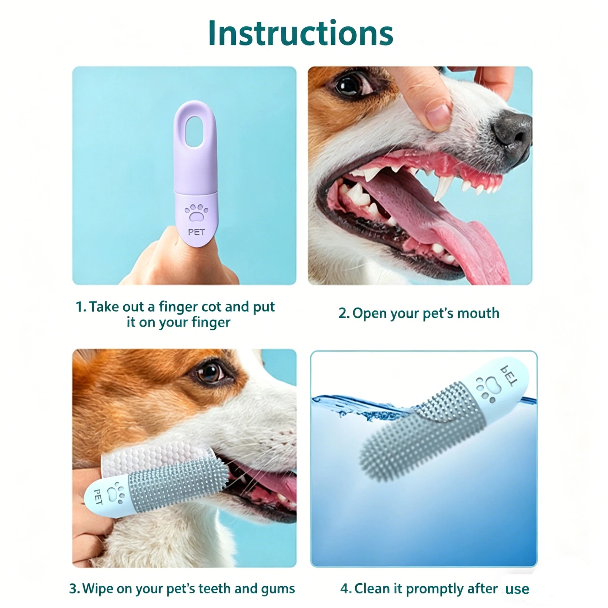 2/5Pcs Pet Soft Silicone Cleaning Toothbrush  Nail Brush Finger Brush Cat Dog Tooth Brush Dog Teeth Cleaning Tool Pet Products