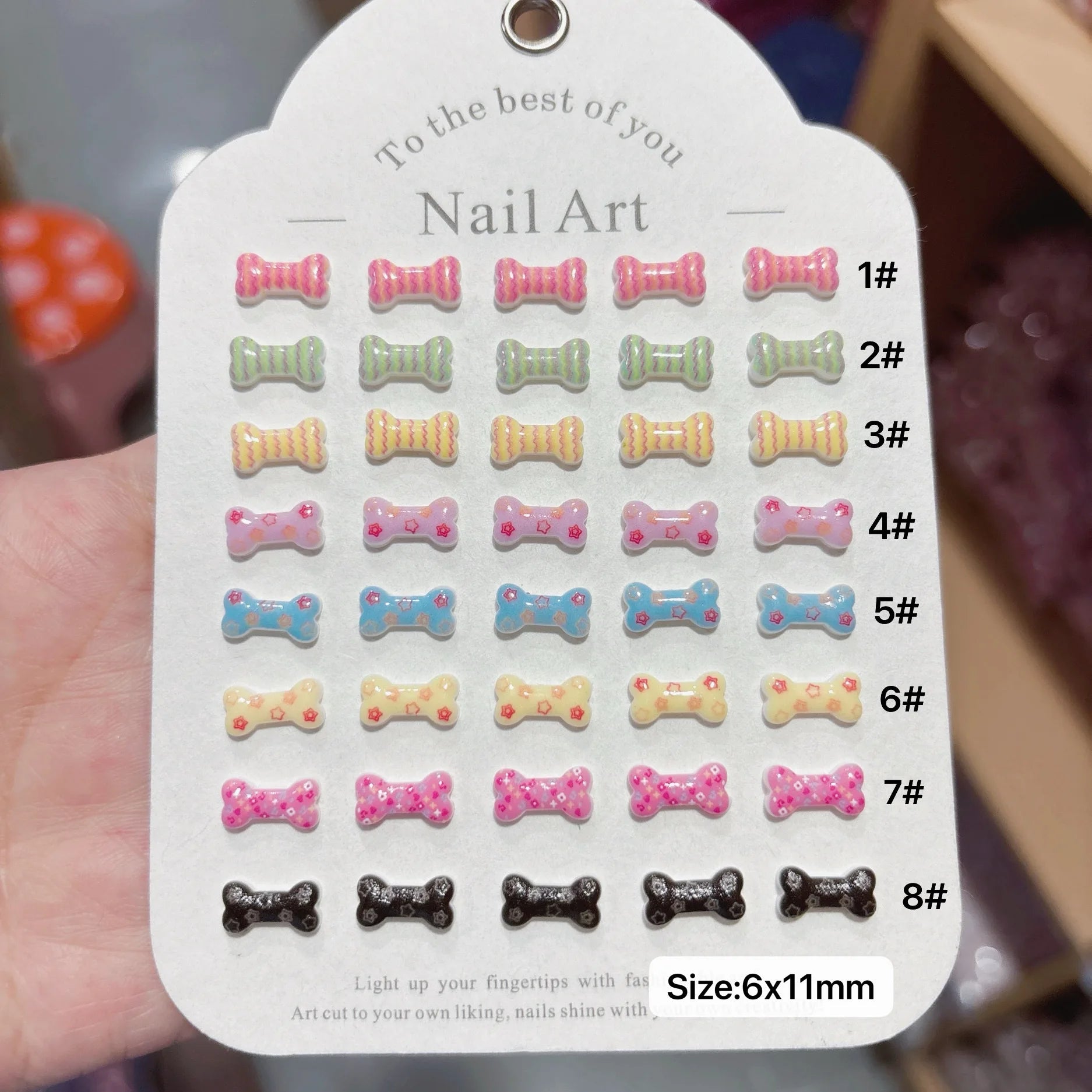 100Pcs Happy Dopamine Dog Bone Nail Charms - 3D Playful Resin Decor for Cheerful DIY Manicures