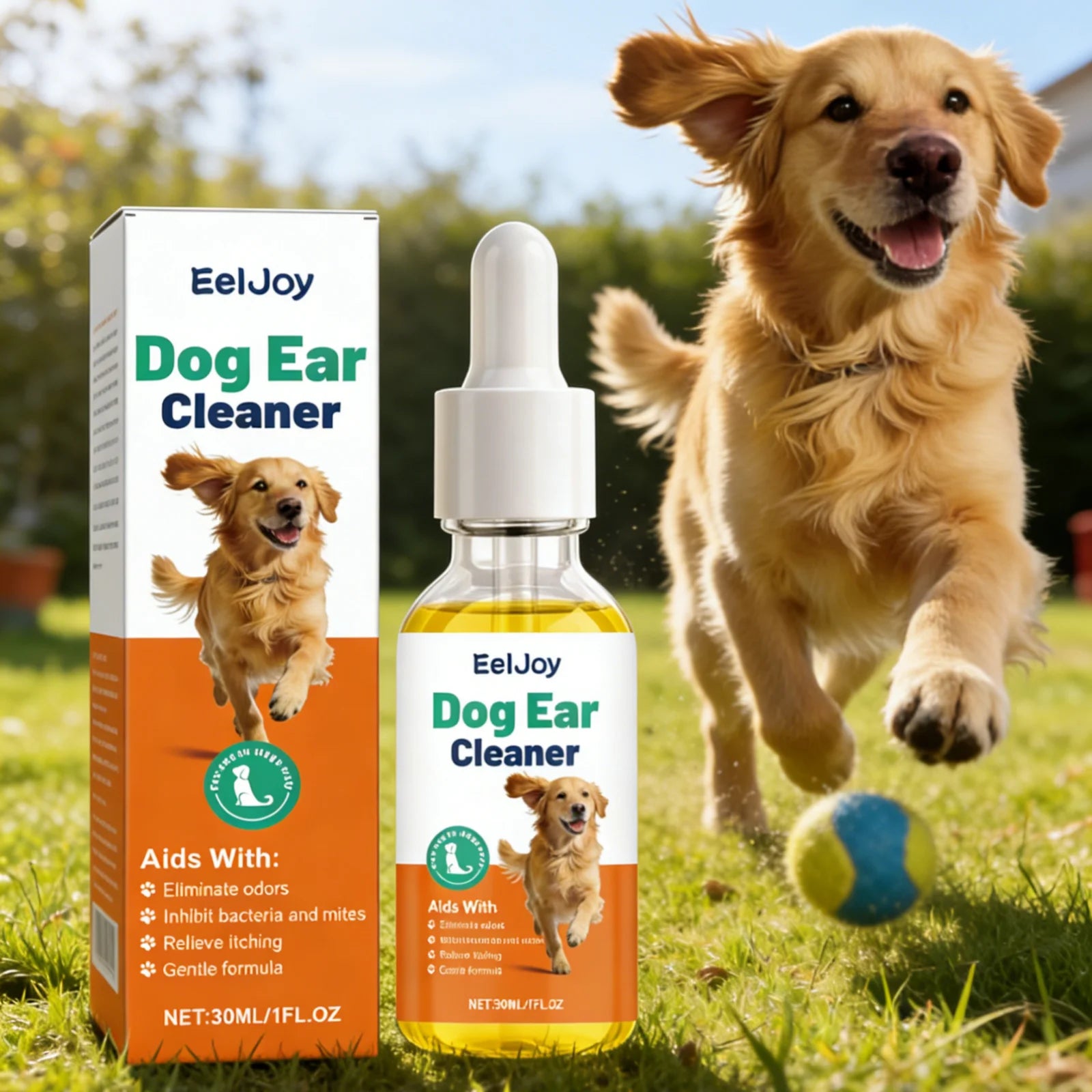 EelJoy Dog Ear Cleaner Eliminate Odors Relieve Itching Dust Mite Removal Care Pet Cleaning Products Gentle Formula Dog Ear Drops