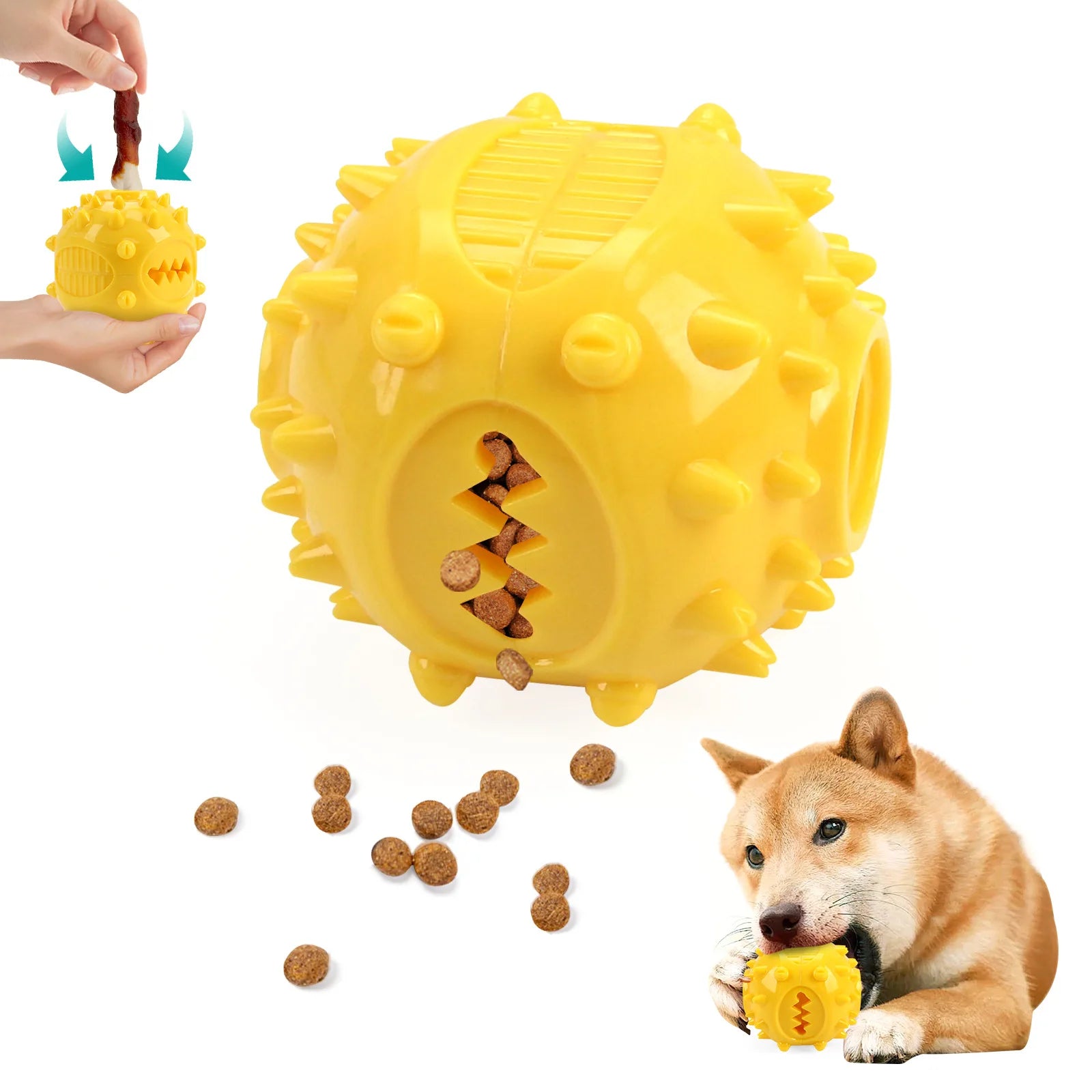Dog Interactive Chew Treat Dispensing Ball - Self-Play, Boredom Relief, Bite-Resistant, Teeth Cleaning Pet Toy,