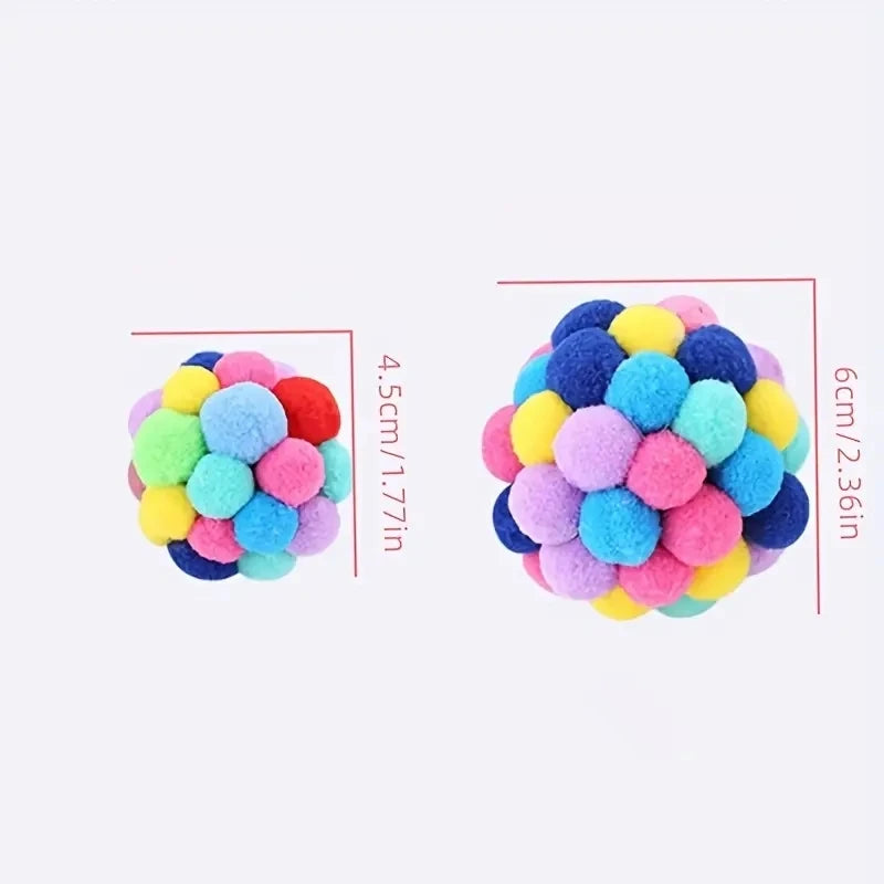 1/3PCS Cat Toys Cat Plush Ball Toy Pet Elastic Bell Ball Self Hi Ball Playing Cat Colorful Woolen Ball