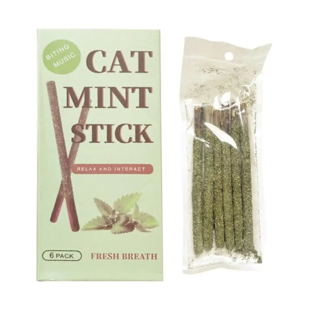 6pcs Natural Matatabi Cat Stick Mint Caught Bite Excited Rods Silvervine For Cat Teeth Cleaning Treating Pet Supply Cat Toys