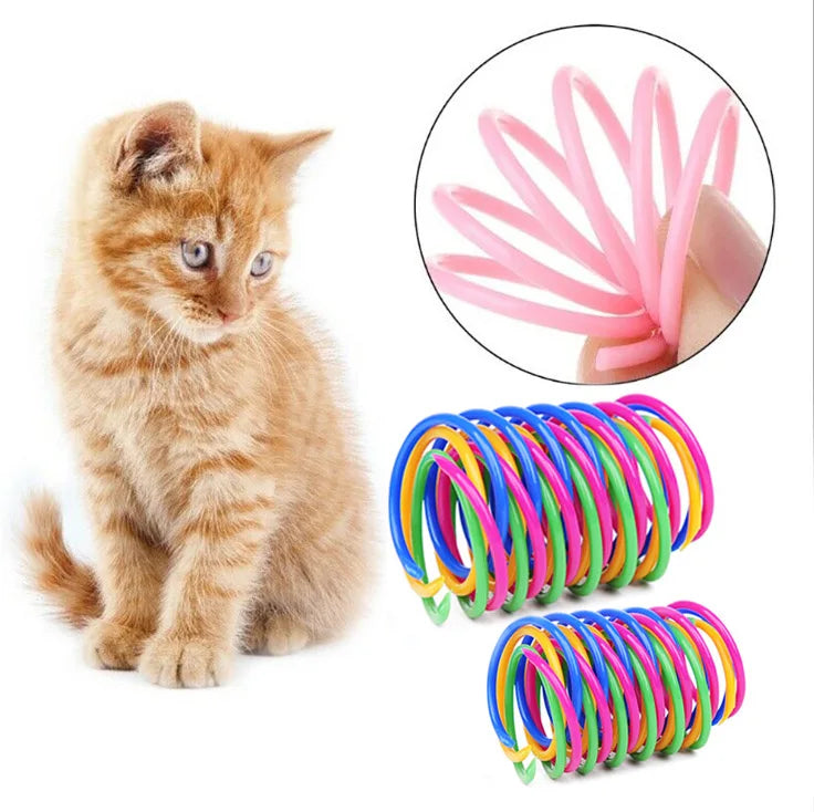 Plastic Colorful Spring Jumping Funny Cat Toys Cat Pet Supplies Kitten Coil Spiral Cat Toys Interactive Cat Pet Toy Pet Products