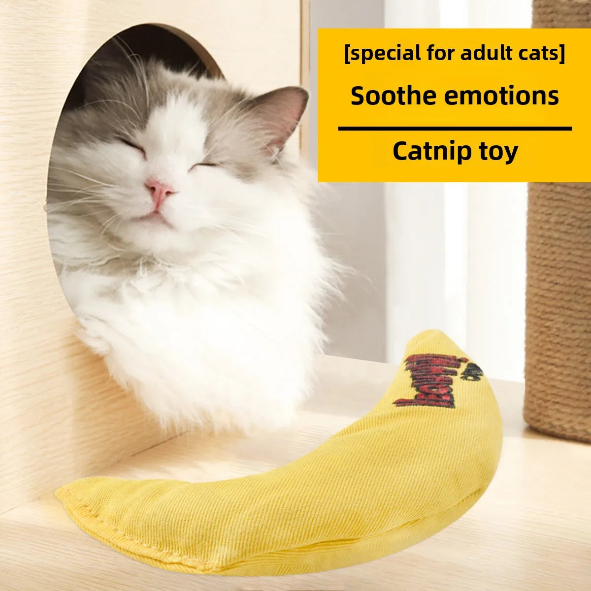 Durable Canvas Banana Cat Toy Filled with Natural Catnip Self-Play Entertaining Puzzle Toy for Indoor Cats Pet Products