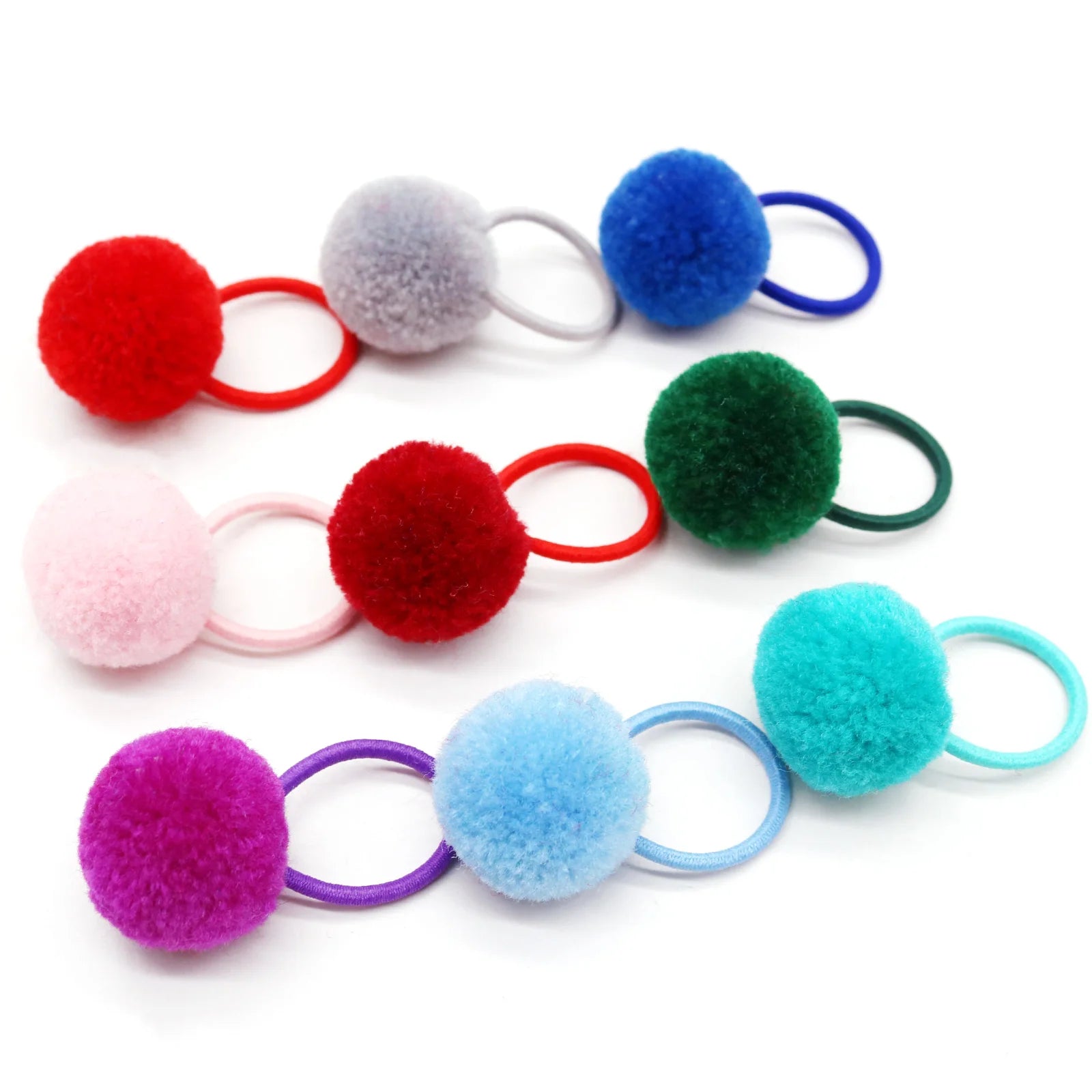 10/20/30PCS Ball Shape Dog Bows With Rubber Bands Plush Dog Hair Bows Colorful Puppy Bows Pet Product For Dogs