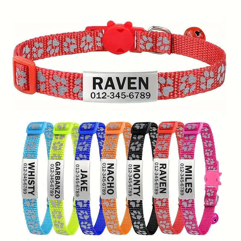 Anti-lost Engraved Cat Collar With Bell Fast Breakaway Customize Name Id Tag Personalized Pet Products Accessory