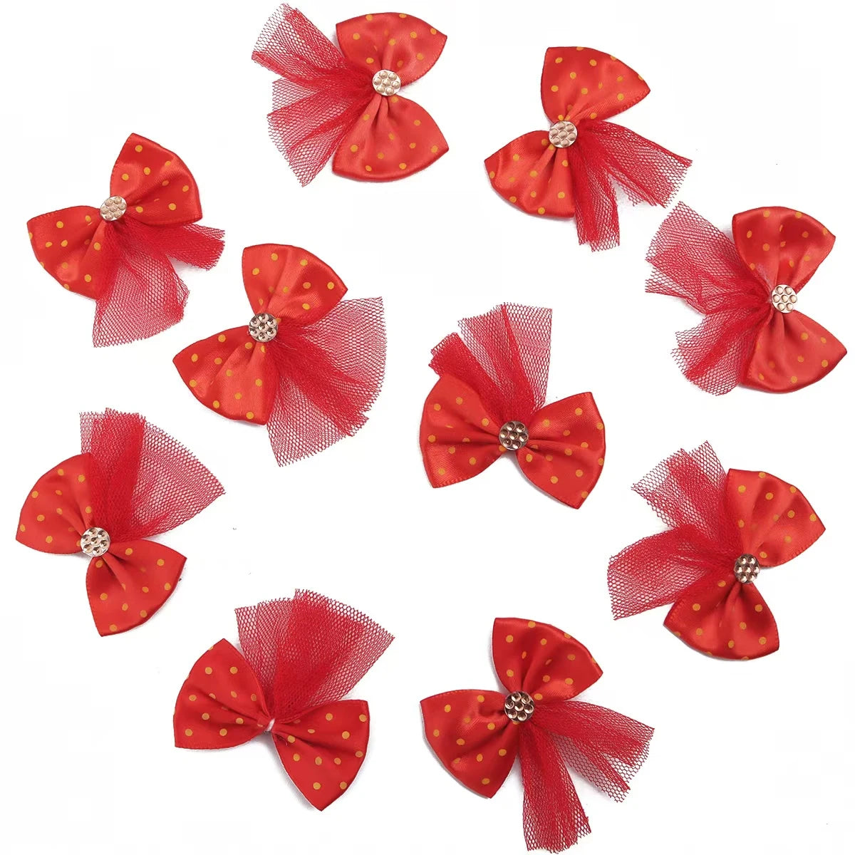 5/10pcs Lace Dog Hairbows Dog Bows With Volumes Ribbon Grooming Pet Hair Bowknot With Rubber Bands For Small Dog Pet Products