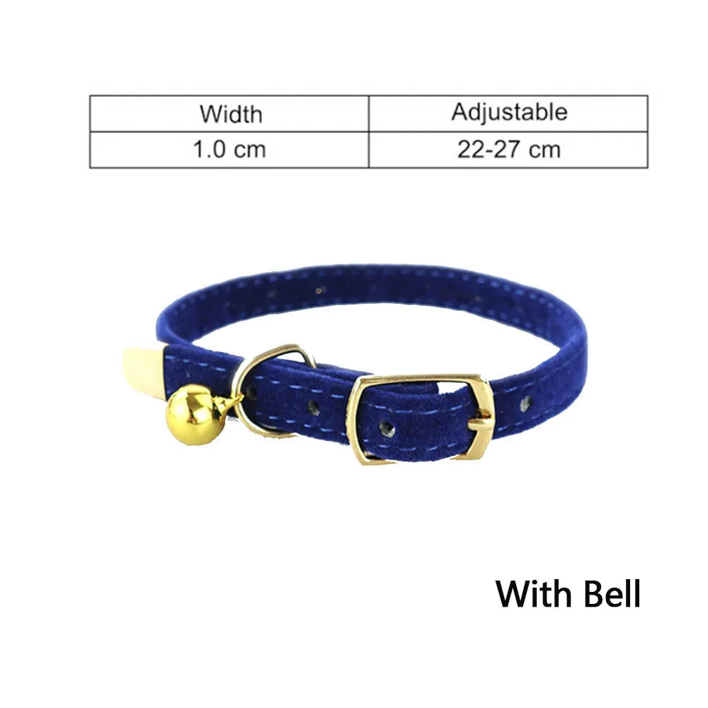 Cat Collar With Bell Safety Cat Collars Adjustable Puppy Dog Collar For Small Dog Kittens Solid Pet Collar Products Cat Necklace