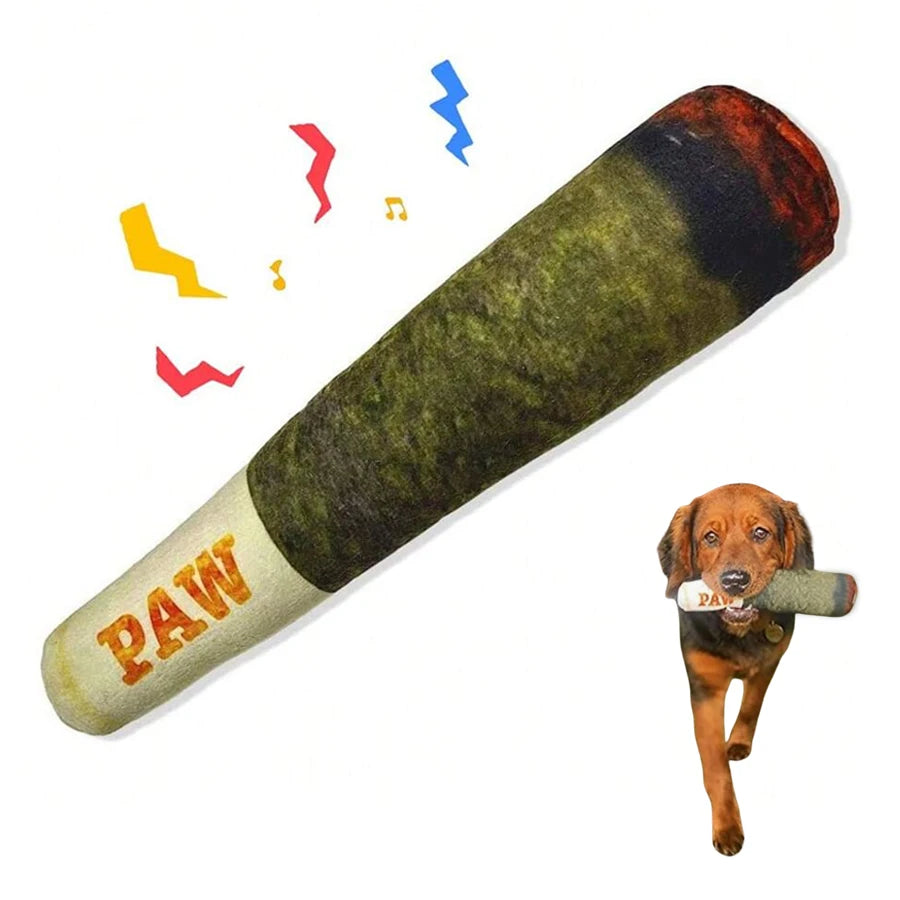 Teeth Creative Chew Funny Cigar Plush Squeaky Interactive Dog Toys Design Squeaky Pet Toys Grinding  Toy for Small Medium Dog