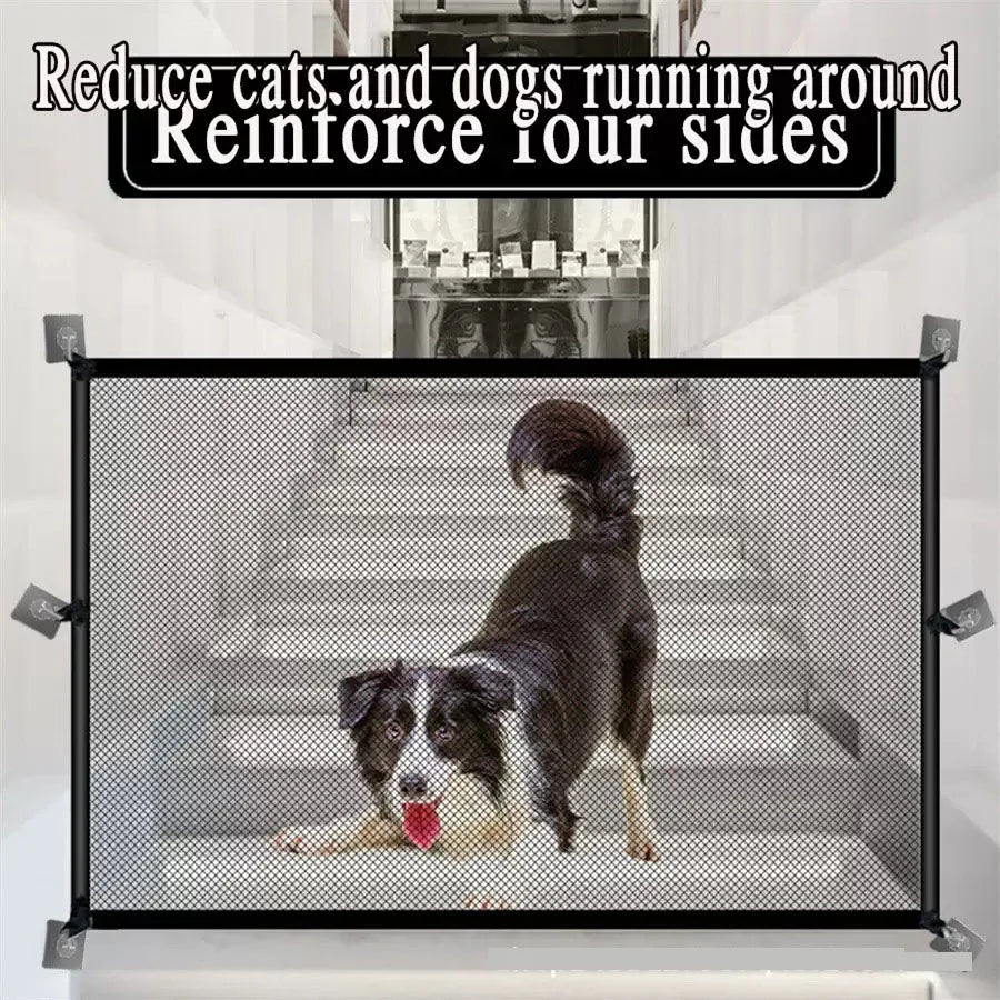 Mesh Pet Gate Dog Safety Fence Portable Retractable Pet Isolation Net For Stairs Doorways Puppy Cat Barrier