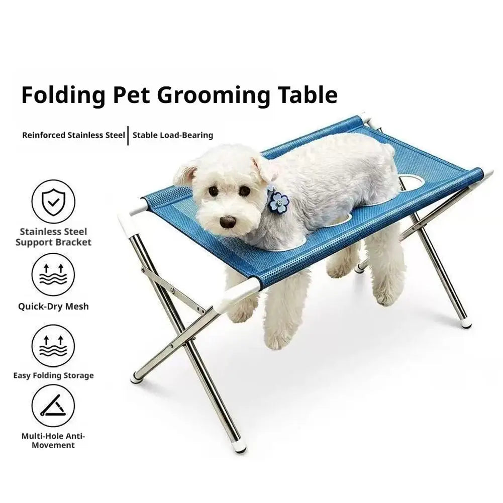 Pet Grooming Hammock Stand Foldable Dog Cat Nail Clipping Harness Stainless Steel Portable Breathable Mesh Grooming Care Tool