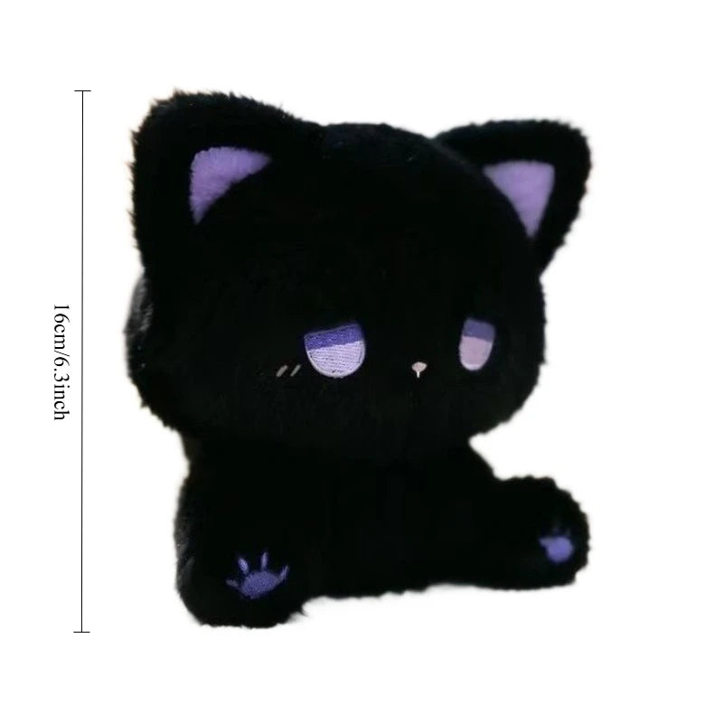 16cm Cute Silly Kitten Doll with High Appearance Plush Toy Cartoon Sitting Posture Doll Black Body with Different Color Eye Gift