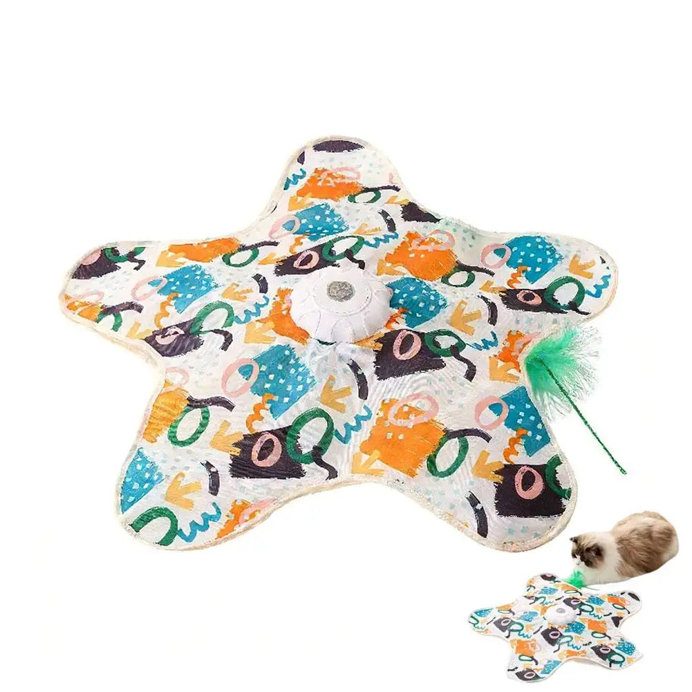 Cat Toys Interactive Hide and Seek Cat Toy with Mouse Squeaky Motion Activated Moving Concealed Feathers Kitten Teaser Toy