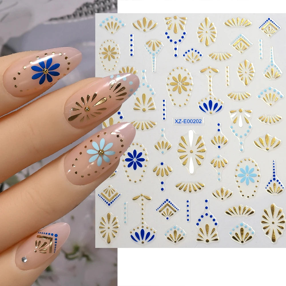 1pc 3D Eyes/Stars/Snake Designs Nail Stickers Angel Eye Nail Art Decor Golden & Blue Evil Eye Designs Manicure DIY Accessories *