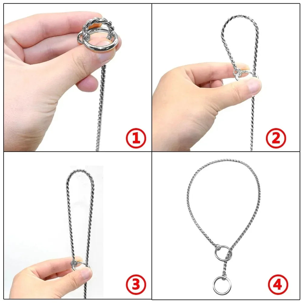 Stainless Steel Slip Chain Collar for Dog Adjustable Pet Accessories Dog Collar for Small Medium Large Dog Collar Dog Harness