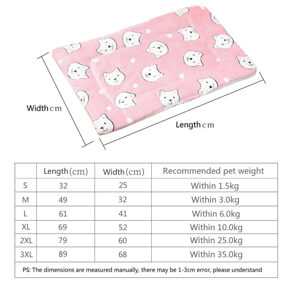 Cute Small Dog Mat Double-sided Use Winter Warm Medium Cat Sofa Blanket Skin-friendly Puppy Bed Cushion Pet Bed Accessories