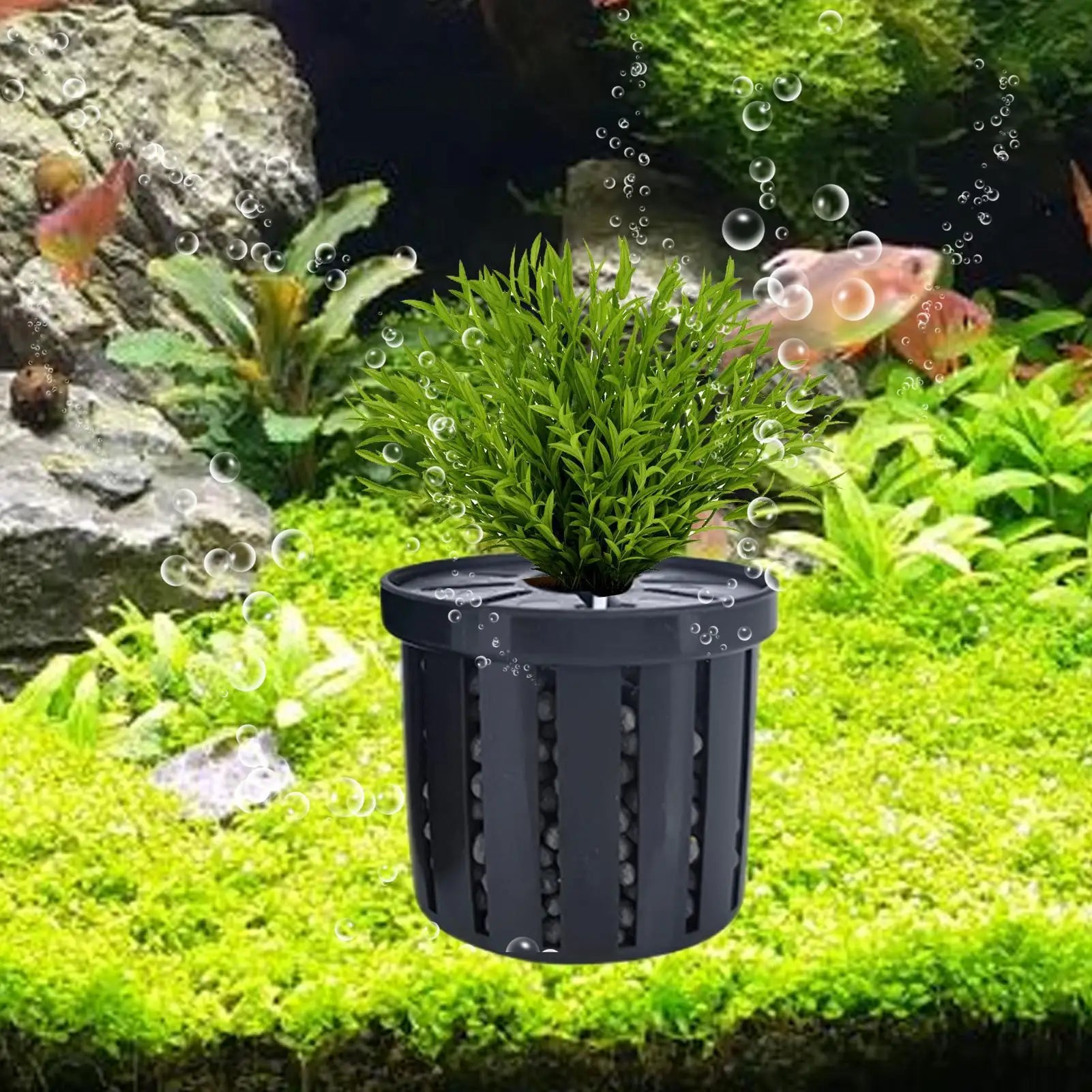 4pcs Pet Fish Tank Decorations Accessories Aquarium Plant Stand Stable Fish Tank Net Cup Hydroponic Plant Storage Fixed Basket