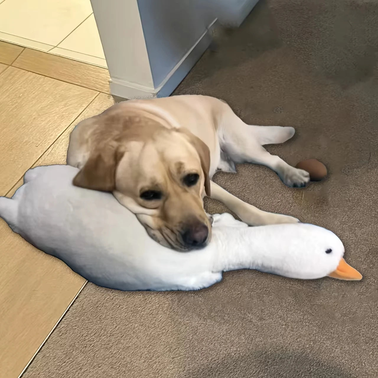 Large Plush White Duck Dog Toys Realistic Goose Design Dolls Suitable for Dogs Chew and Play Best Pet Supplies