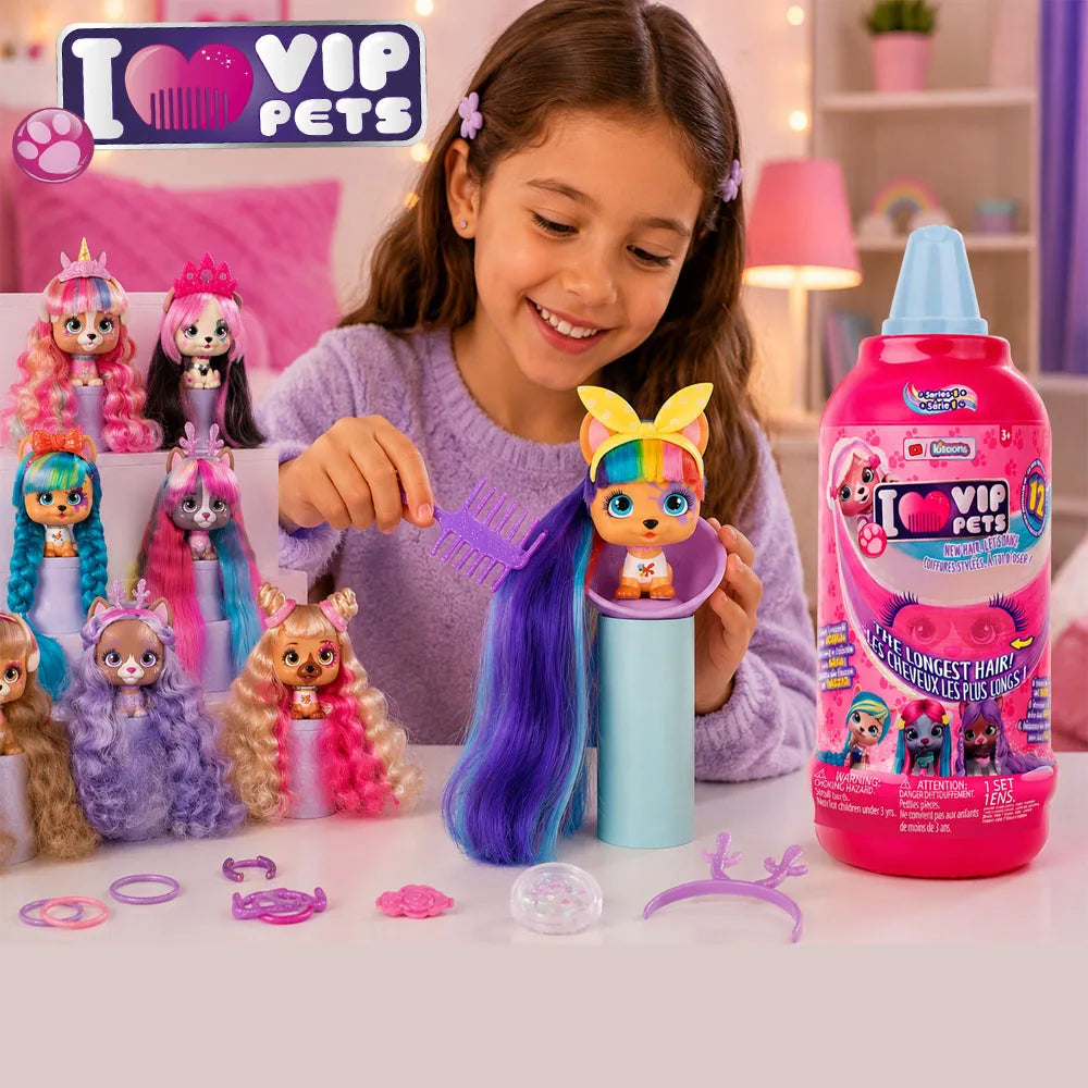 VIP Pets Long Hair Doll Surprise Toy for 9+ Surprises Inside DIY Hair Styling Fashion Pet with  Collectible Toy