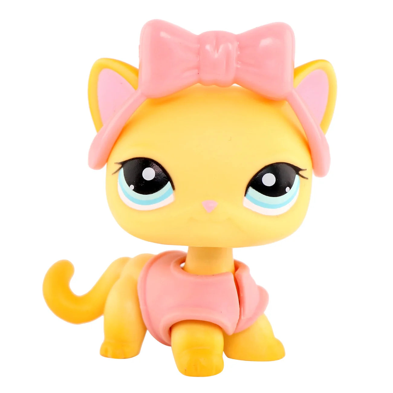 LPS Mini Pet Shop Pet Bobble Head Toy Rare Yellow Short Hair Cat Collectible Gift for Child Cute Animal Toys