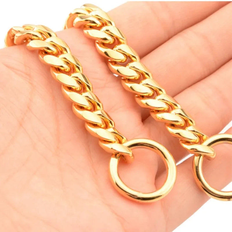 Luxury Dog Collar Gold Dog Chain Choker For Pitbull Bulldog Teddy French Bulldog Metal Collar Pet Necklace Pets Jewelry Products
