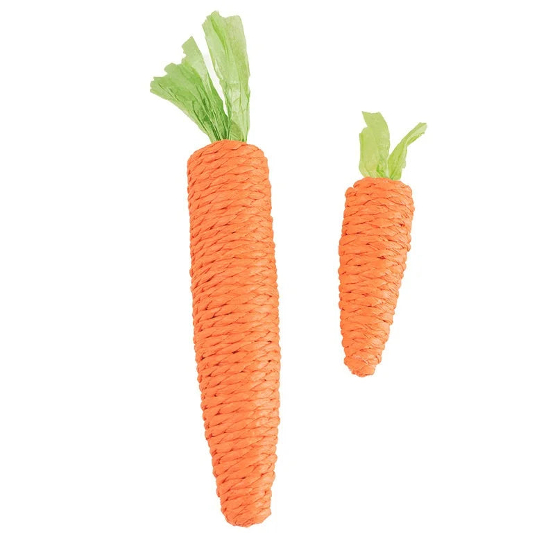 Cat Toy Carrot Sound Bite Resistant Paper Rope Clean Teeth Interactive Chew Toys Cat Kitten Built-in Bell Small Animals Pet Toys